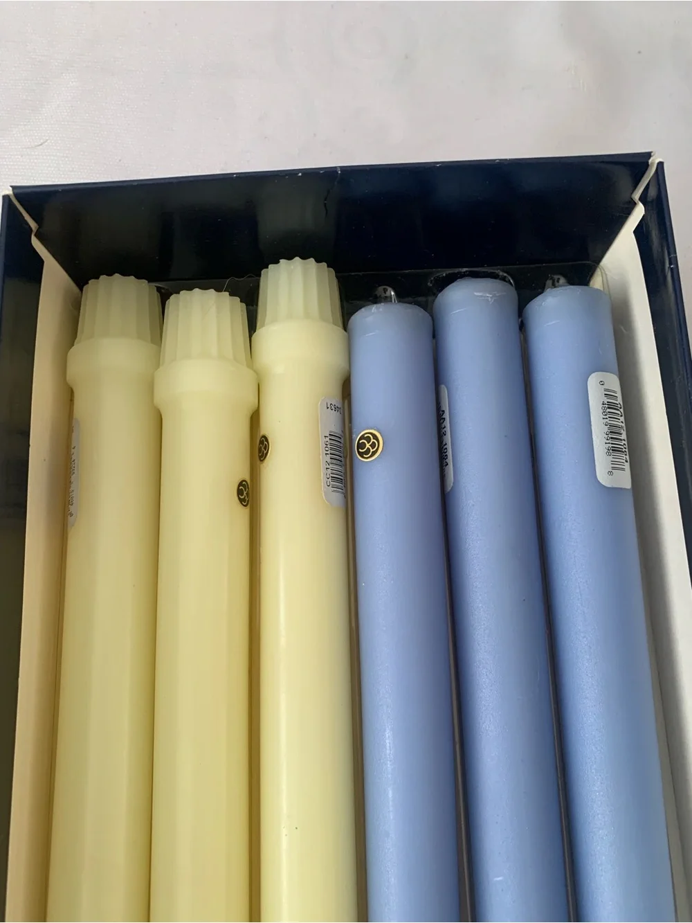 Vintage Mix of 12 Multicolor Colonial Candles and J&S 12